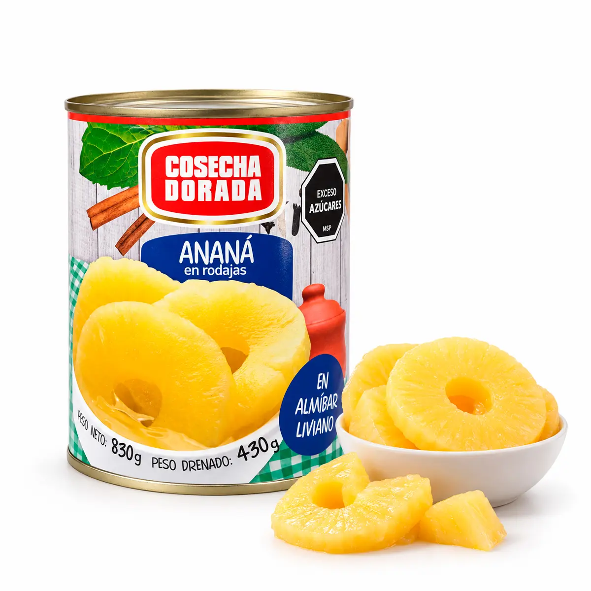 Anana en Rodajas en Almibar Liviano 850grs