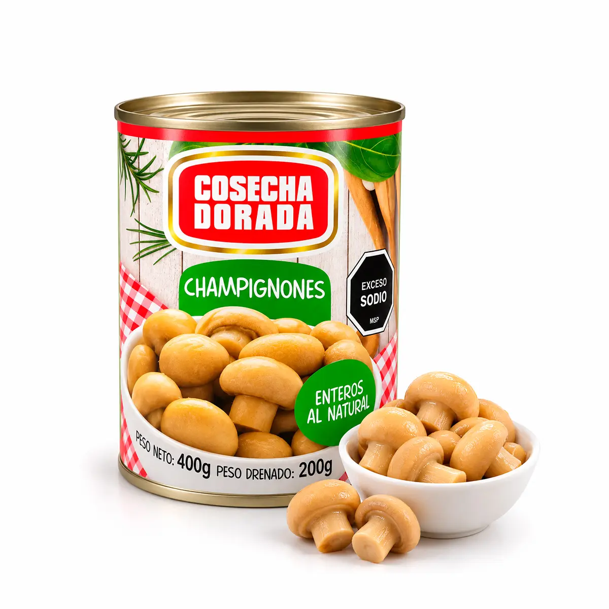 Champignones Enteros Cosecha Dorada 400grs