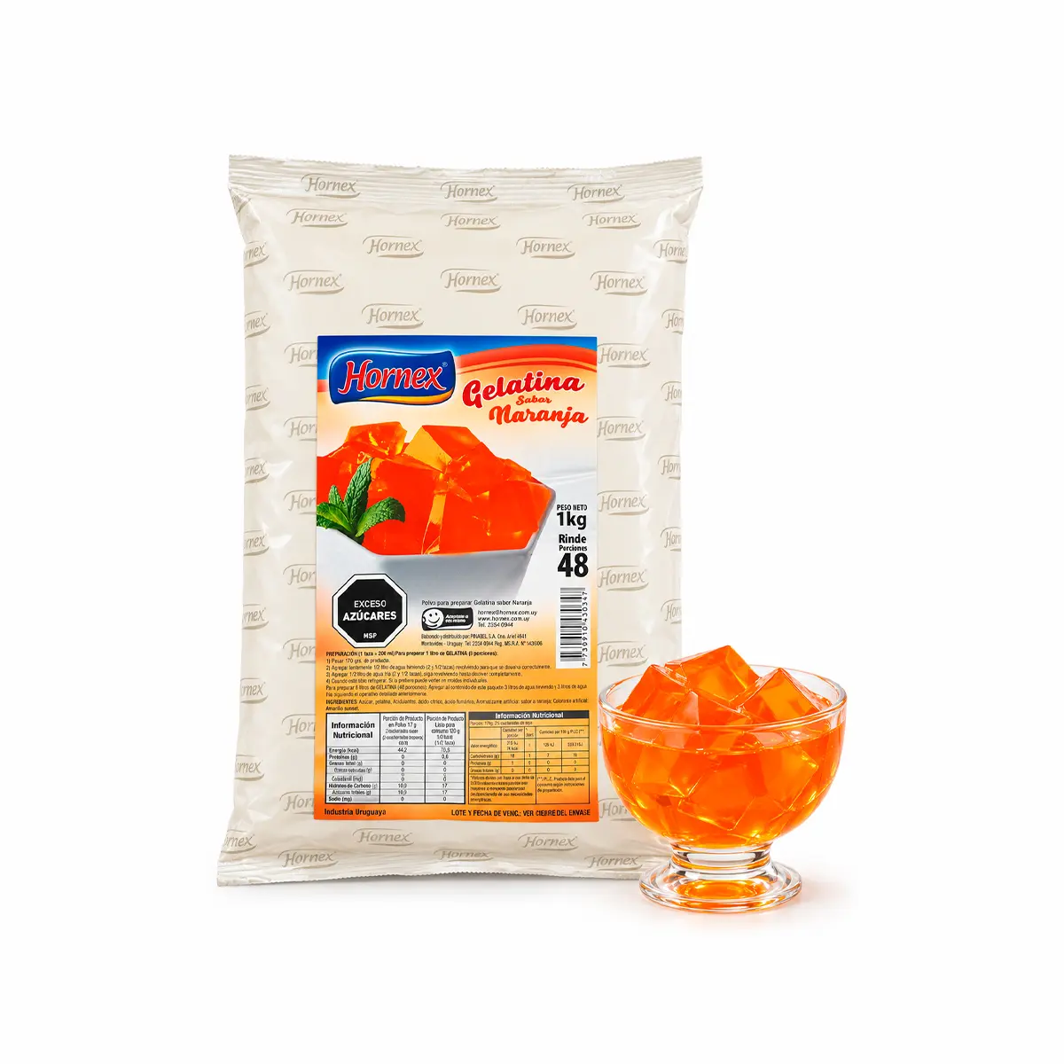 Gelatina Naranja p/preparar Hornex 1kg